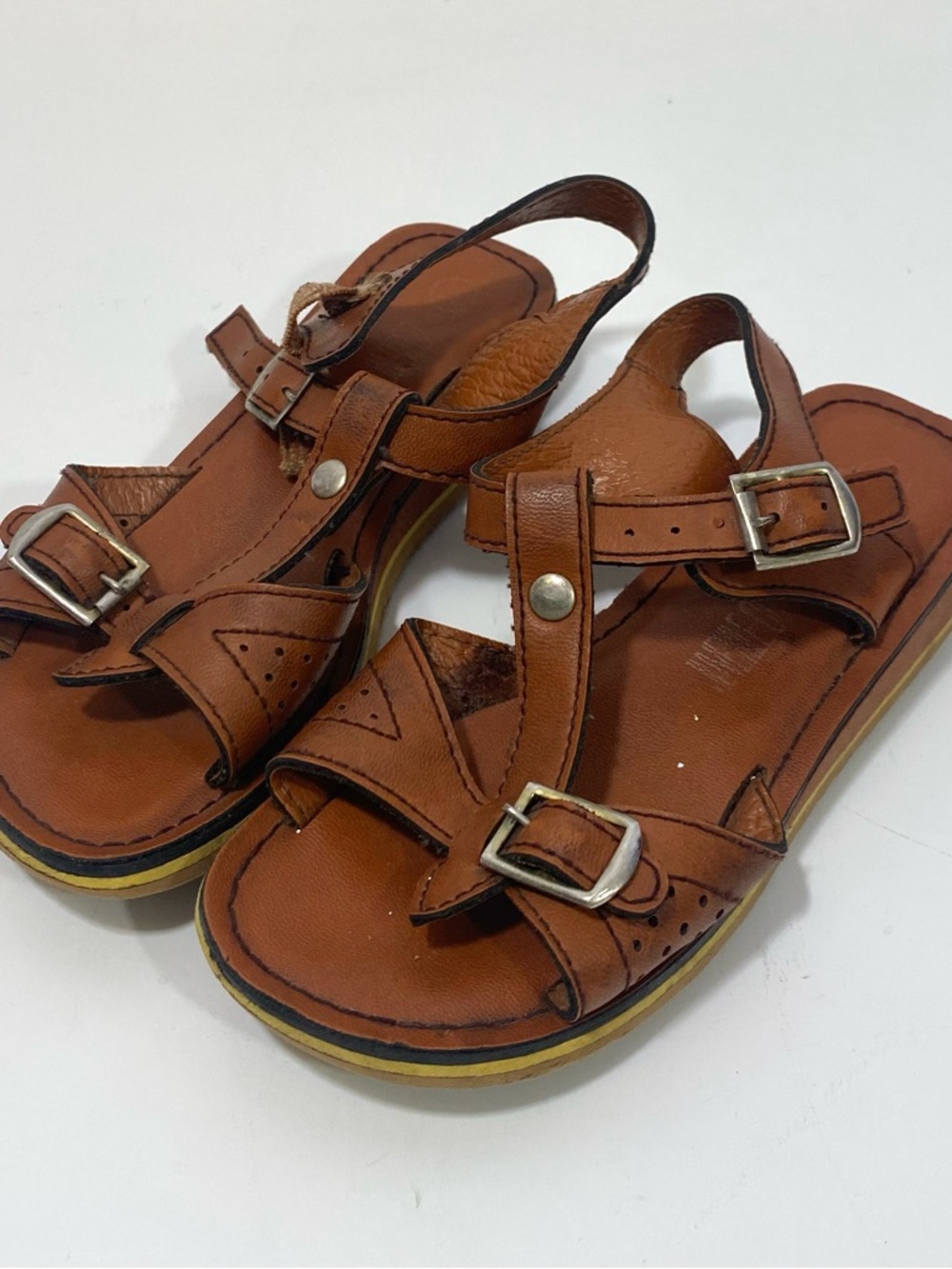 Little Girl’s Vintage 70’s Brown Buckle Sandals Size 10